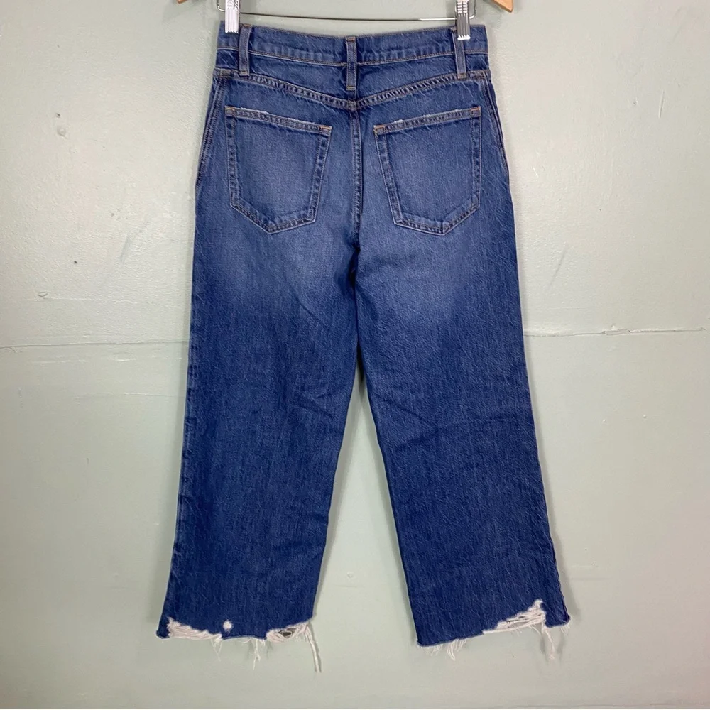 FRAME Beluga Modern‎ Chew Distressed Wide Cropped Denim Jeans Size 26 - Picture 5 of 6